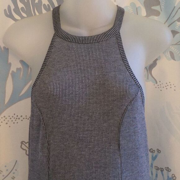 Hollister Ribbed Grey Racerback Fit and Flare Skater Tank Dress Sz M - Picture 3 of 9